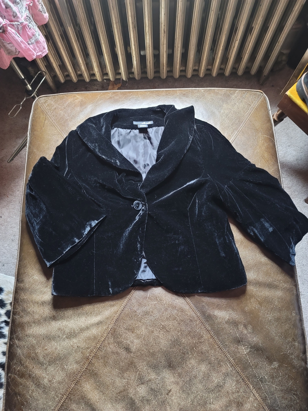 Willi Smith Black Velvet Single-Button Blazer XL